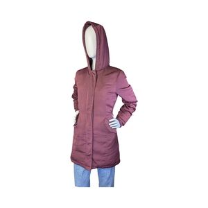 Marikoo Burgundy Hooded Puffer Parka Coat | Small | Quilted Winter Jacket